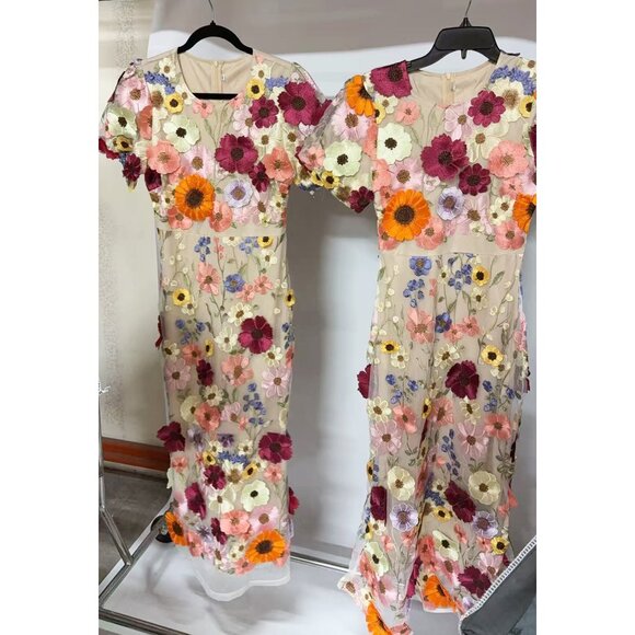 Women's Lace Formal Evening Gown Floral Maxi Dress Party Wedding Long Prom Dress - Picture 3 of 7